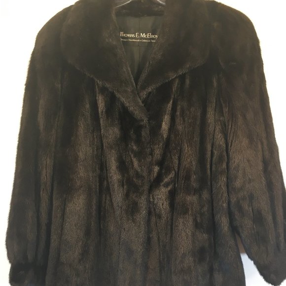 Lightweight classic MINK fur jacket Black Women's medium coat 415 - Picture 1 of 6